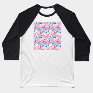 Bold Pink Watercolor Floral Baseball T-Shirt